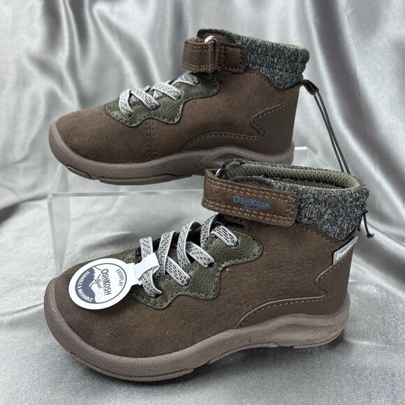 OshKosh B'Gosh Toddler Boys Ever Play Boots Sz 7 M Brown Mid Top Ankle Fashion - Picture 1 of 11